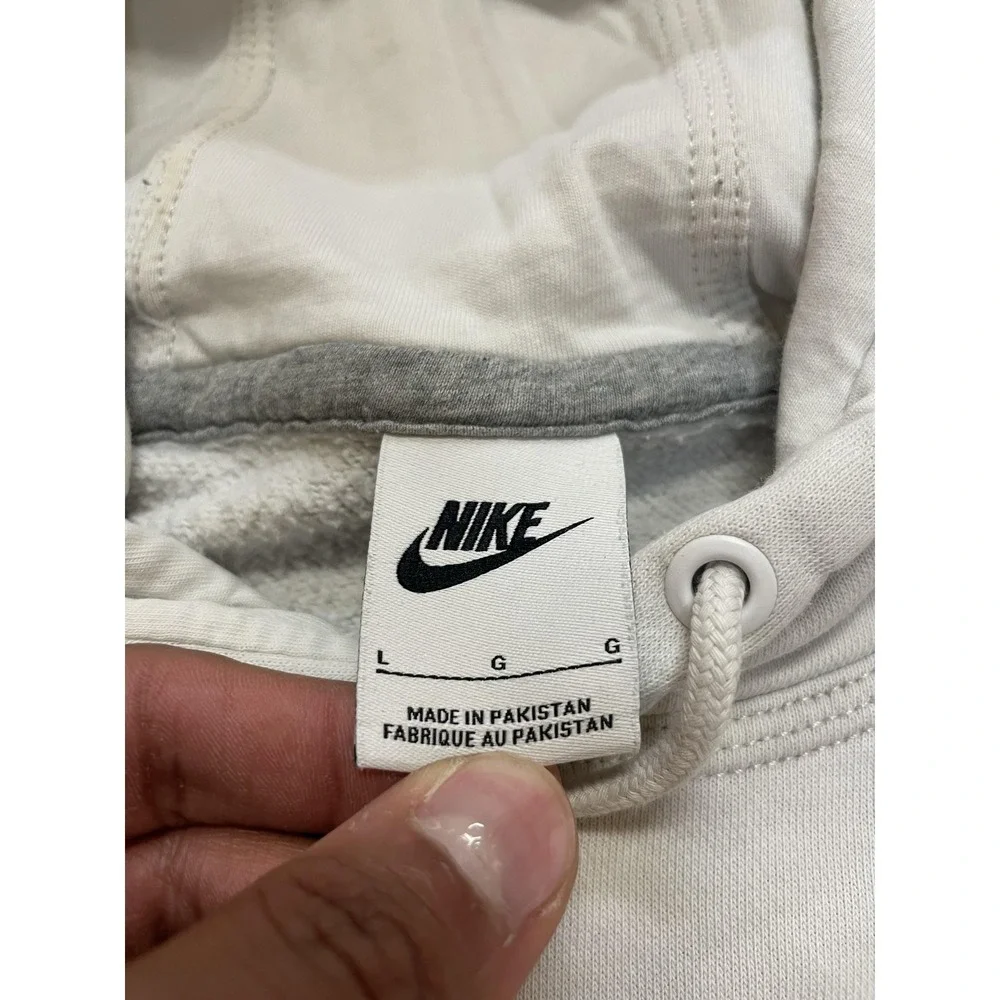Nike Hoodie Mens‎ Large White Fleece Pullover Kangaroo Pocket Gym Training